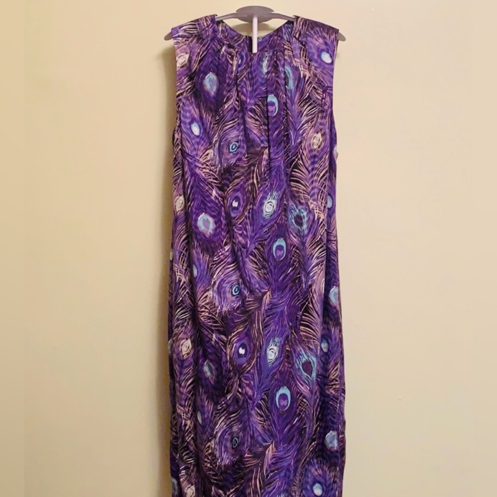 Tory Burch NWT purple peacock feather shift dress
